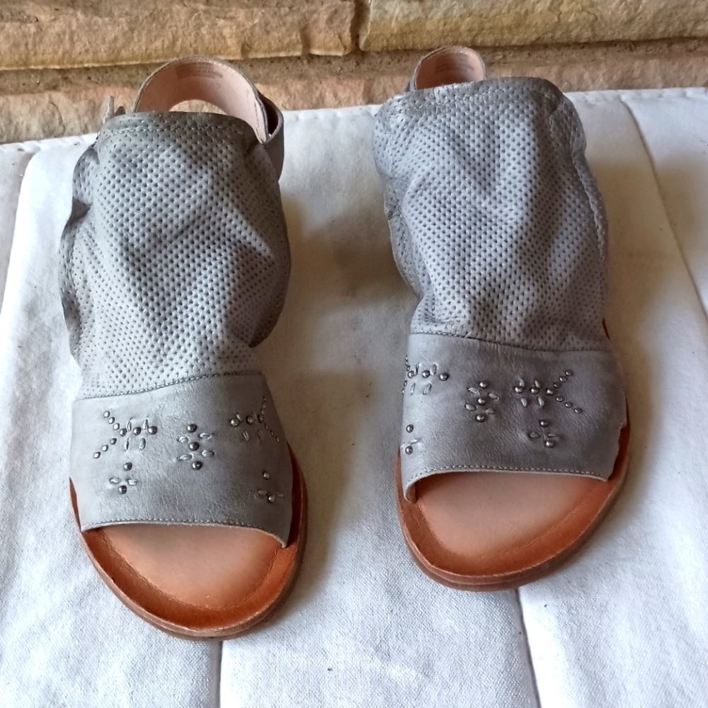 Miz Mooz Gray Leather Women's Sandals_42